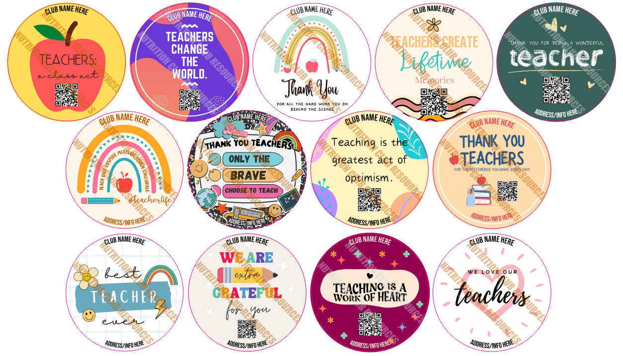 TEACHER APPRECIATION SET #1 WITH QR CODE