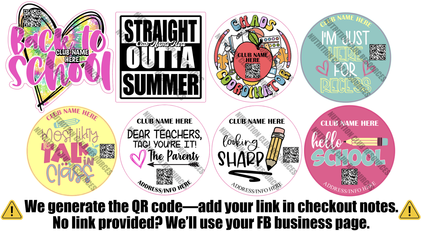 BACK TO SCHOOL SET #4 WITH QR CODE