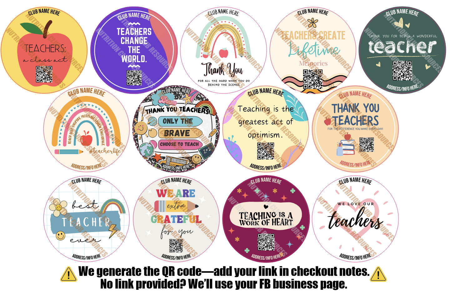 TEACHER APPRECIATION SET #1 WITH QR CODE